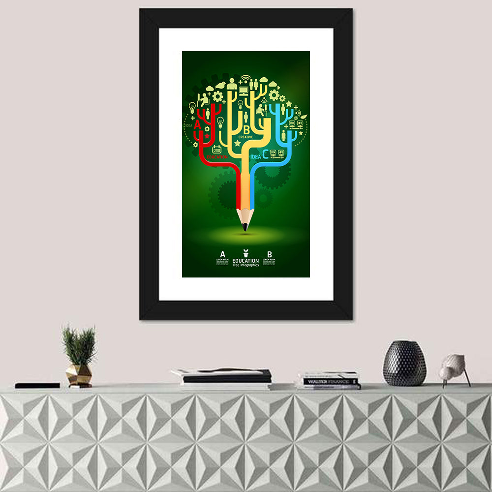 Pencil Tree Infographic Illustration Wall Art