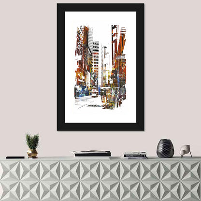 Urban Street with Double-decker Bus Wall Art