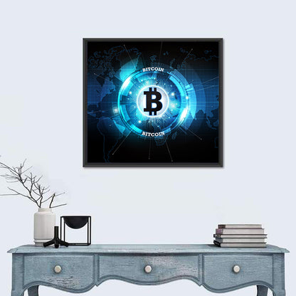 Futuristic Bitcoin Globe Wall Art