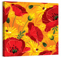 Bright Poppies and Daisies Pattern Wall Art