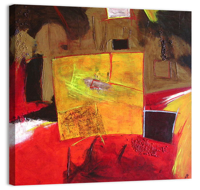 Geometric Abstract in Red and Yellow Wall Art as a canvas print
