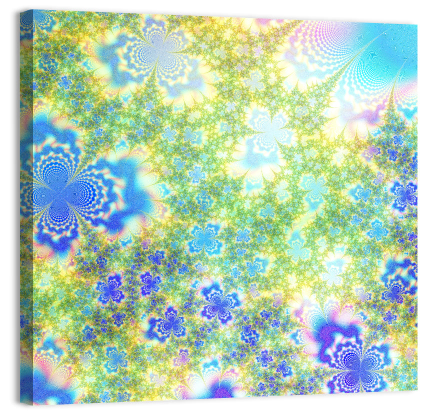 Spring Summer Fractal Bloom Wall Art, canvas print, square