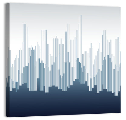 Abstract Blue City Skyline Wall Art