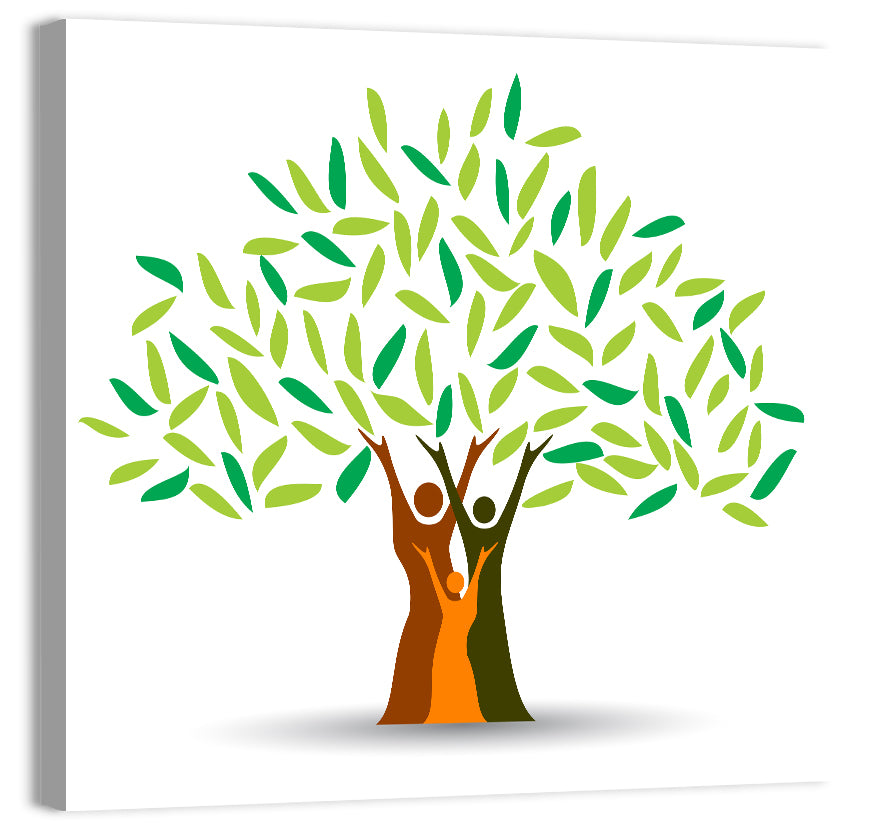 Family Tree Silhouette Illustration Wall Art, canvas print, square