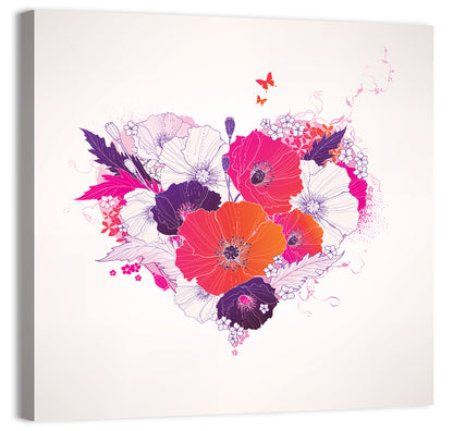Poppy Heart Illustration Wall Art