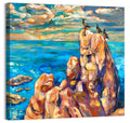 Cliffside Seascape with Perched Birds Wall Art