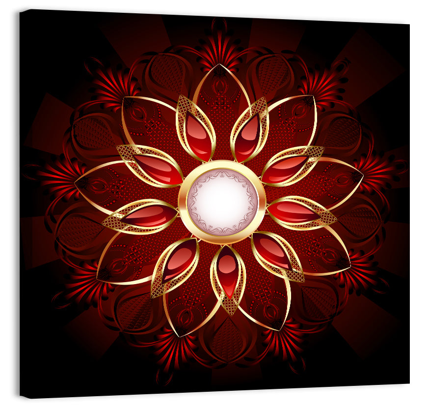 Ornamental Ruby Mandala Wall Art
