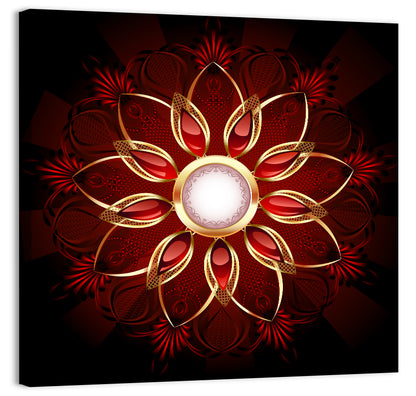 Ornamental Ruby Mandala Wall Art
