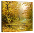 Golden Pond in Autumn Forest Wall Art