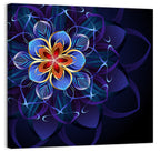Blue Fractal Mandala Flower Wall Art