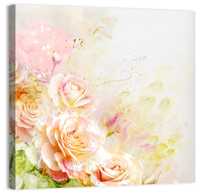 Romantic Watercolor Rose Cluster Wall Art