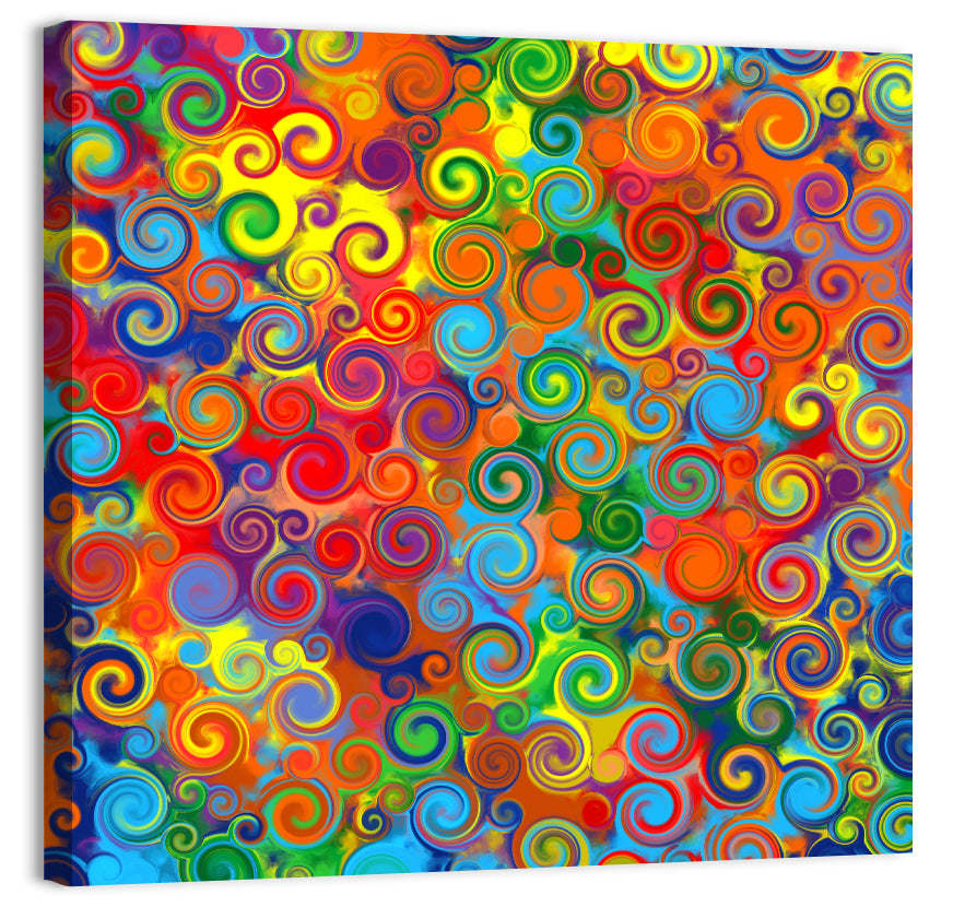 Colorful Spiral Circles Pattern Wall Art