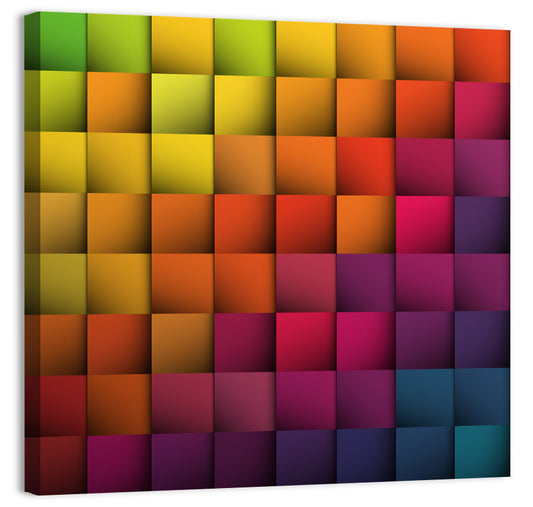 Vibrant Gradient Squares Grid Wall Art