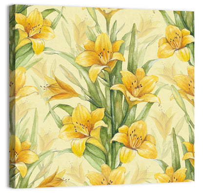 Hand-painted Yellow Lily Pattern Wall Art