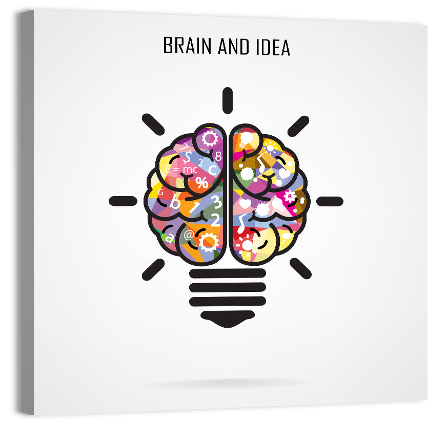 Split Brain Lightbulb Illustration Wall Art