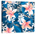 Blue Hibiscus Botanical Pattern Wall Art