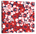Red Tropical Hibiscus Pattern Wall Art