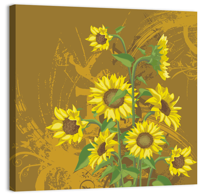 Sunflower Bunch Illustration Wall Art