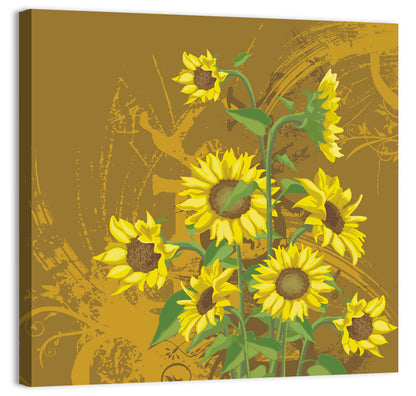 Sunflower Bunch Illustration Wall Art