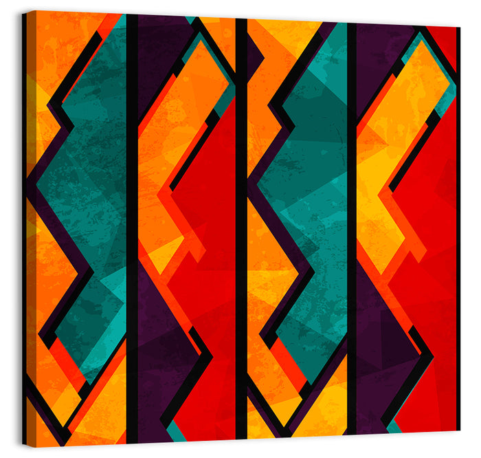 Four Panel African Geometric Pattern Wall Art as a canvas print