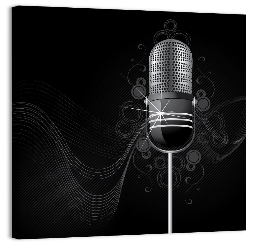 Vintage Studio Microphone Illustration Wall Art