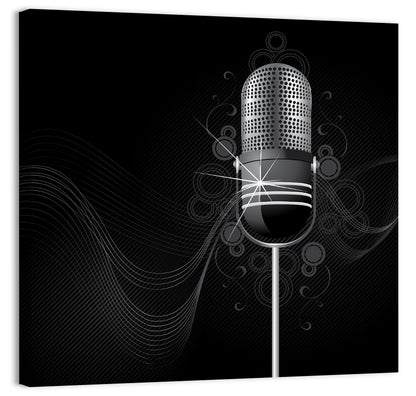 Vintage Studio Microphone Illustration Wall Art