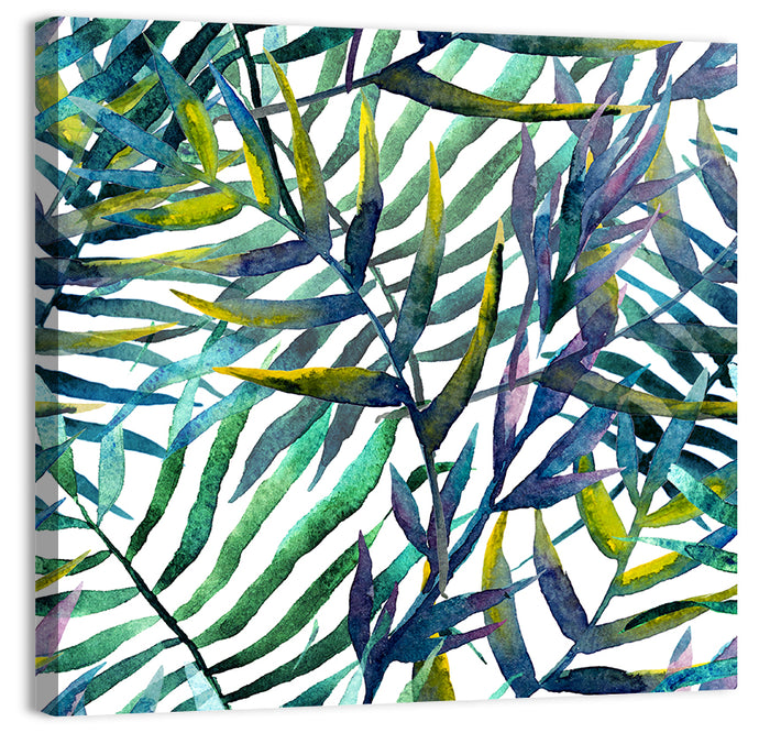 Watercolor Palm Stripe Pattern Wall Art as a canvas print