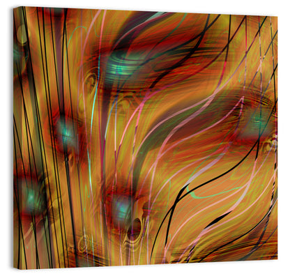 Wavy Teal and Orange Abstract Wall Art