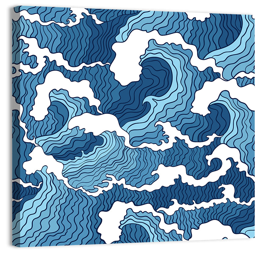 Blue Wave Seamless Pattern Wall Art