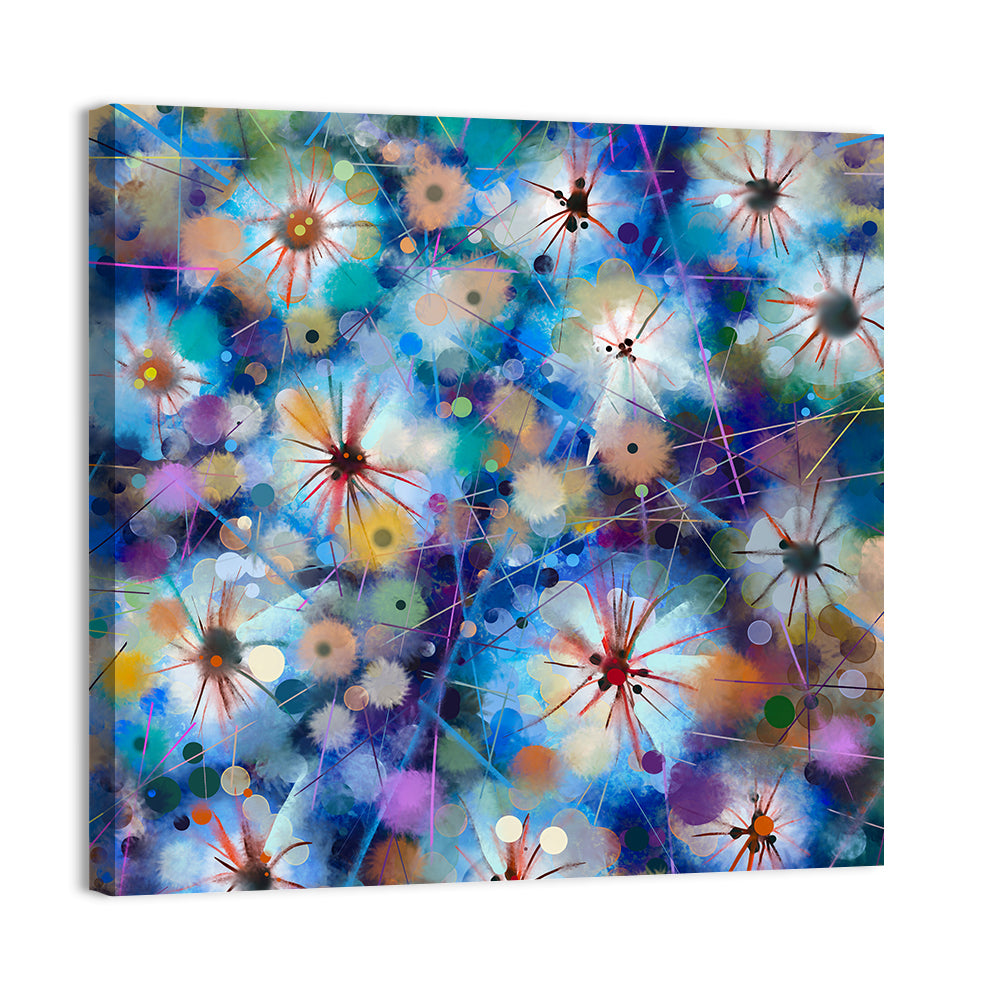 Blue Watercolor Floral Abstraction Wall Art, canvas print, square
