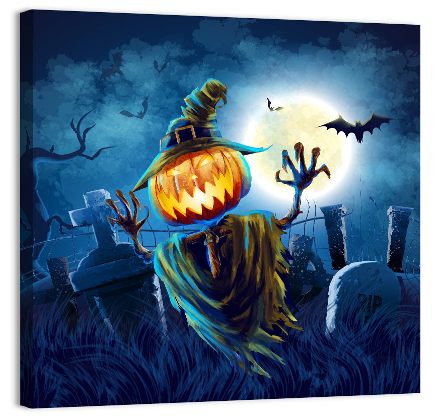 Moonlit Halloween Cemetery Wall Art