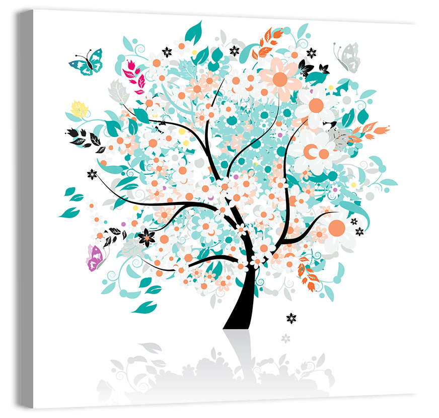 Whimsical Floral Tree Illustration Wall Art