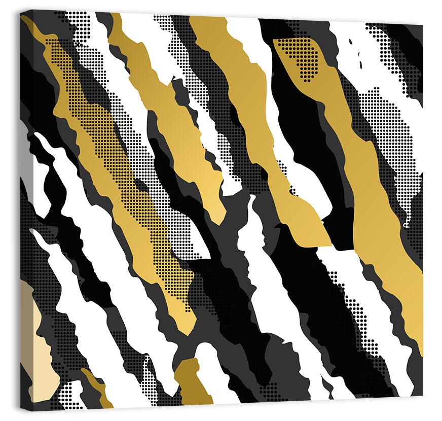 Retro 80s Diagonal Camouflage Pattern Wall Art, canvas print, square