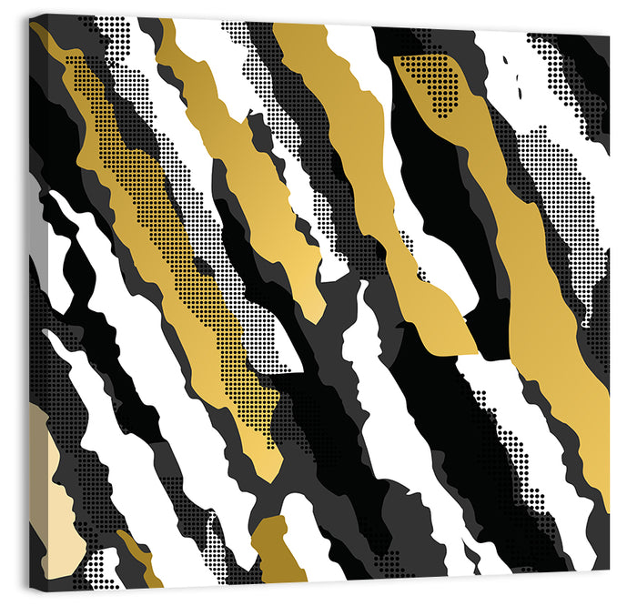 Retro 80s Diagonal Camouflage Pattern Wall Art as a canvas print