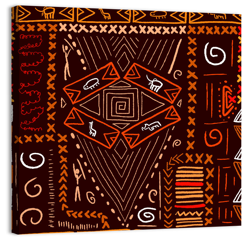 African Tribal Geometric Pattern Wall Art