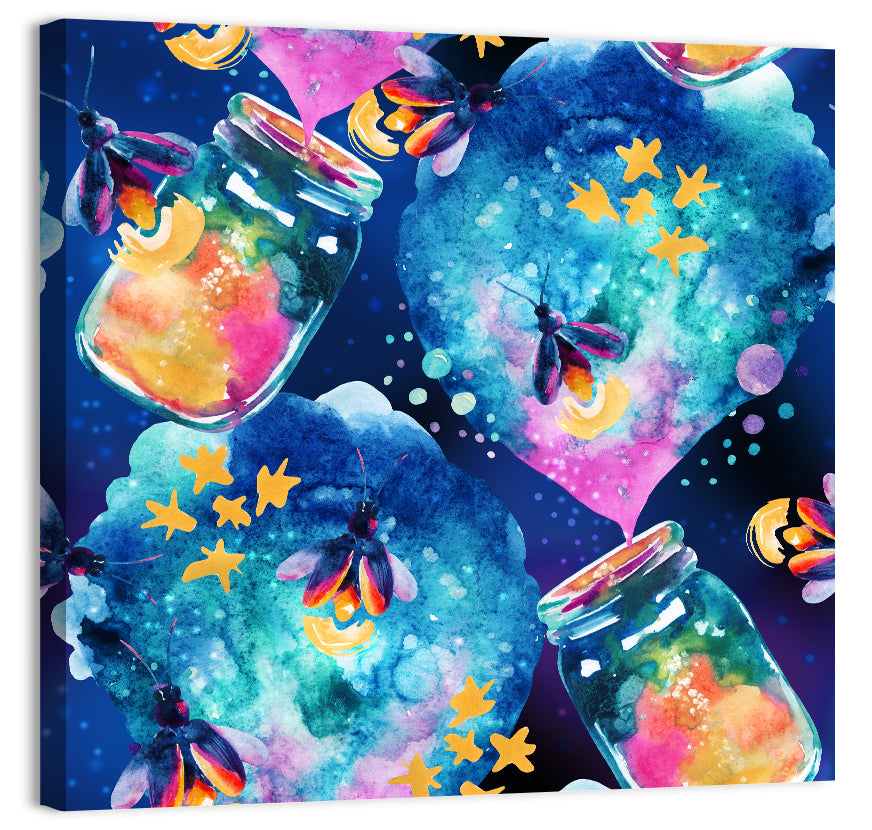 Magic Firefly Illustration Wall Art, canvas print, square