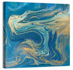 Blue Gold Marbled Texture Wall Art