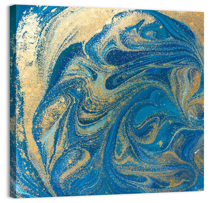 Hand Drawn Blue Marbling Texture Wall Art