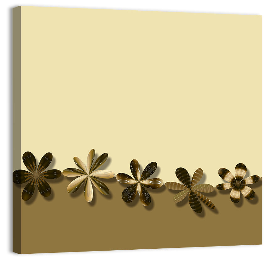 Brown Stylized Flowers Wall Art