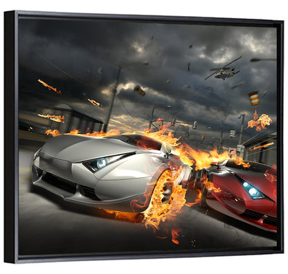 Urban Racing Game Illustration Wall Art