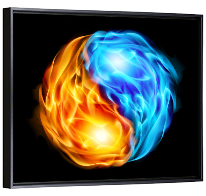 Flaming Yin Yang Symbol Wall Art