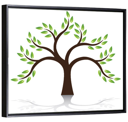 Green Tree with Reflection Illustration Wall Art