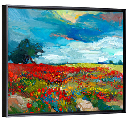 Poppy Field with Lone Tree Wall Art