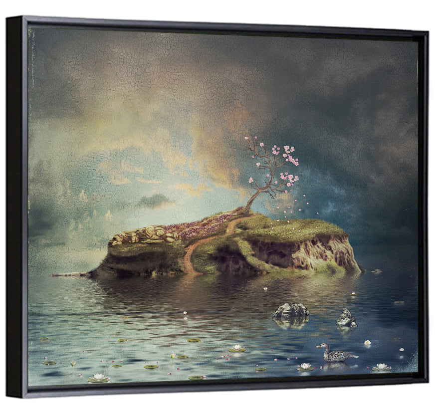 Cherry Blossom Island Reflection Wall Art