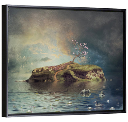 Cherry Blossom Island Reflection Wall Art