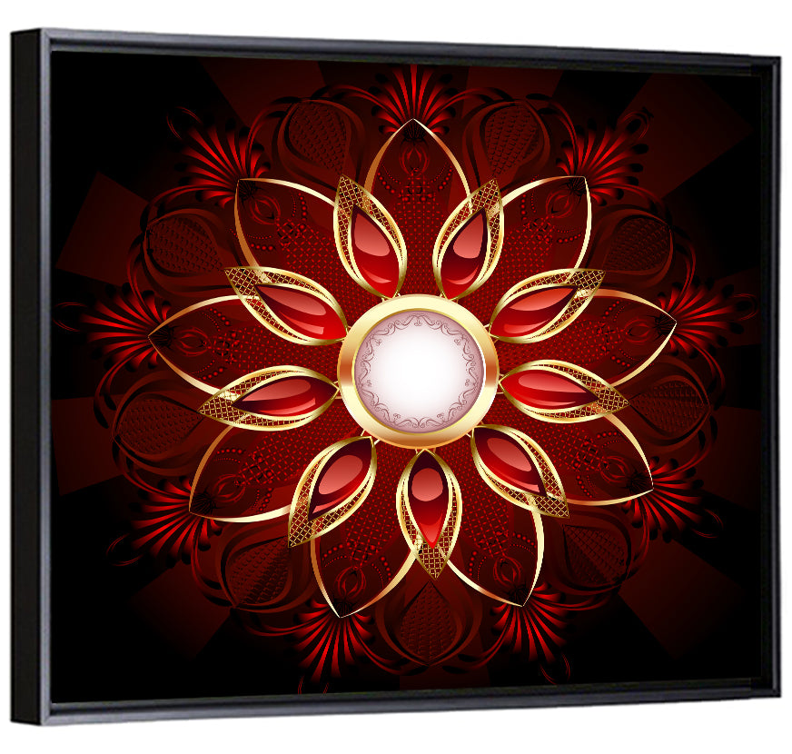 Ornamental Ruby Mandala Wall Art