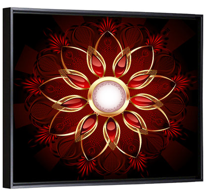 Ornamental Ruby Mandala Wall Art