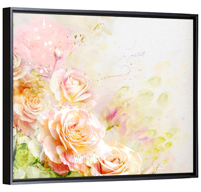 Romantic Watercolor Rose Cluster Wall Art