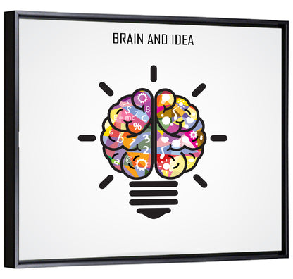 Split Brain Lightbulb Illustration Wall Art