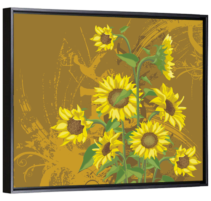 Sunflower Bunch Illustration Wall Art